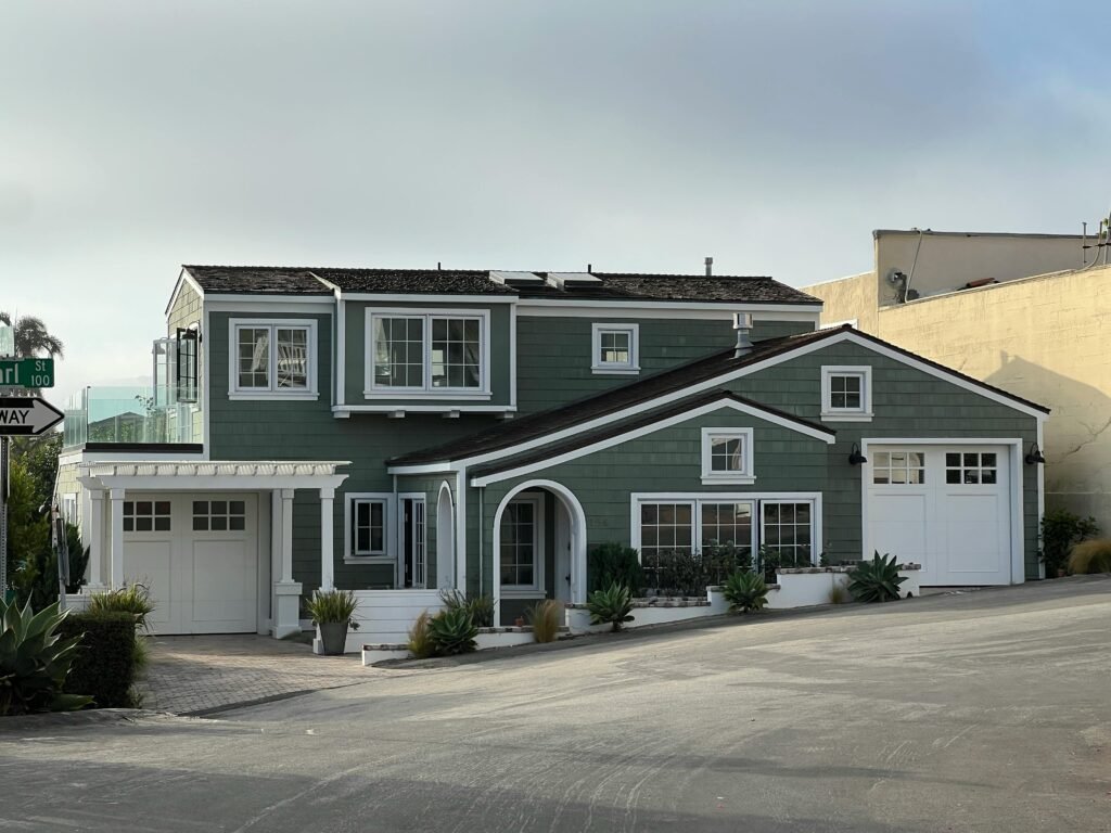 big house with two garage doors